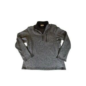 Woolrich Sweater Adult Large Gray Pull Over Quarter Zip Fleece Patch Pocket Mens